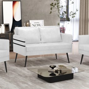 Namoradeira 02 Lugares Mari Corano Pés Palito de Ferro D03 - D'Rossi - Branco