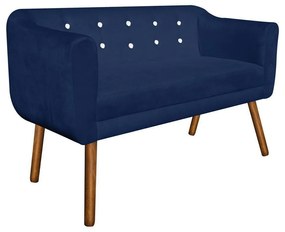 Namoradeira 02 Lugares Julia Suede Azul Marinho com Strass Pés Palito Castanho D'Rossi