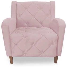Poltrona Decorativa Munique Pés Palito Suede Rosa - Sheep Estofados
