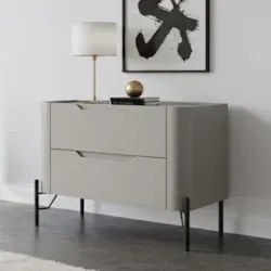 Mesa Cabeceira Quarto 68cm 2 Gavetas Becca Grigio/Preto I06 - Mpozenat