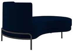 Chaise Longue Divã 164cm Braço Esquerdo Logus D06 Veludo Azul - Mpozen