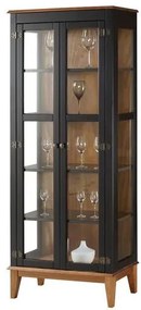 Cristaleira Bia 2 Portas cor Preto com Amendoa 180 cm - 62917 Sun House