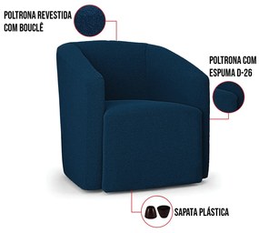 Poltrona Decorativa Orgânica Stella Max Bouclê D03 - D'Rossi - Azul