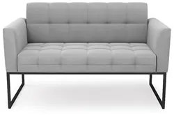 Sofá Namoradeira e 1 Poltrona Base Industrial Preto Ana Suede Cinza -