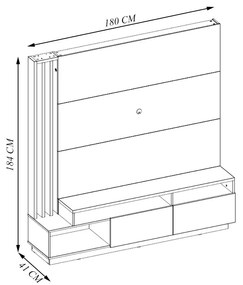 Estante Home Sala de Estar 180cm Filipina Led Freijó/Cinza G73 - Gran Belo