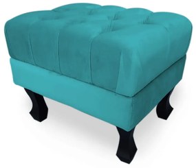 Puff Baú Decorativo Capitonê Luis XV 50x40cm Suede Turquesa - Sheep Estofados - Água