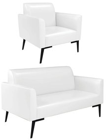 Sofá Namoradeira com Poltrona Pés Villach Marisa Corano D03 - DRossi - Branco