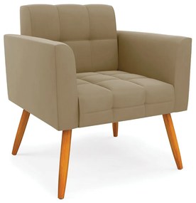 Kit 1 Sofá Namoradeira e 1 Poltrona Elisa Suede Marrom Rato Pés Palito Castanho - D'Rossi