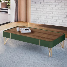 Mesa de Centro Cadenza com Pés em Aço em MDP/MDF Verde Pistache/Castanho G26 - Hb Móveis