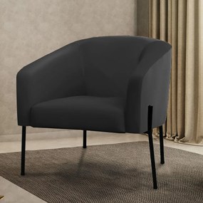 Poltrona Decorativa Pé de Ferro Preto Stella Sintético D03 - D'Rossi - Preto