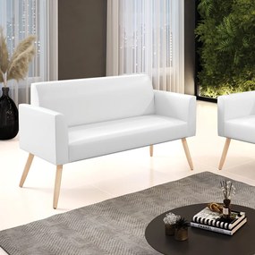 Sofá Namoradeira Pés Palito Natural Marisa Corano D03 - D'Rossi - Branco