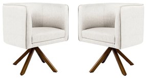 Kit 02 Poltronas Decorativas Sala de Estar Giratória Nix Linho Creme G15 - Gran Belo