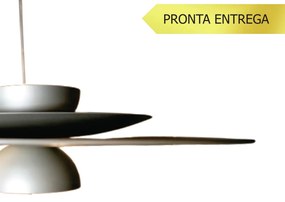 Pendente Bullet Up Redondo Ø48X15Cm Disco Plano + Disco Curvo Alumínio... (BRANCO)