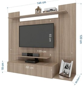 Painel Para TV Até 50" 1 Gaveta 4 Prateleiras Marrom Montana