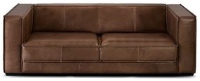 Sofá Collin 3 Lugares Couro Chocolate Pés Em Madeira 225cm - 69465 Sun House