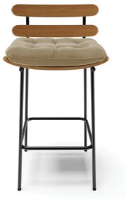 Kit 02 Banquetas Costela Suede Base Metálica Preto - D'Rossi - Marrom Rato