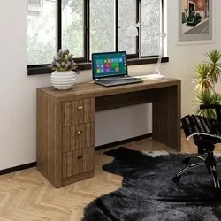 Mesa Para Computador 3 Gavetas ME4102 Nogal - Tecno Mobili