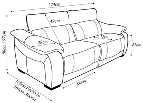 Sofá Elétrico Reclinável Sala de Estar Concepción U076 224cm Modulado Botão Touch Couro Bege Claro G49 - Idea Relax By Natuzzi Group