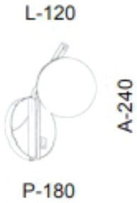 Arandela Com Globinho 18X12X24Cm 1 X G9 Metal E Globo Ø12Cm |Old Artis... (BRANCO / COBRE BRILHO)
