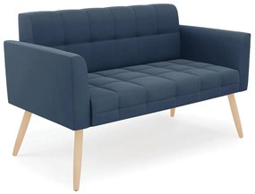 Sofá Namoradeira Elisa Suede Pés Palito Natural - D'Rossi - Azul Marinho