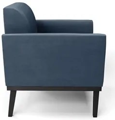 Poltrona Base Madeira Preto Kit 2 Maressa Suede Azul Marinho - Ibiza