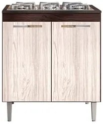 Balcão para Cooktop 5 Bocas Catarina 2 Portas Castanho/Avelã - AJL Móv