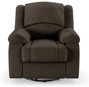 Poltrona do Papai Reclinável Sala de Cinema Madrid Glider Manual Giratória USB PU Marrom  G23