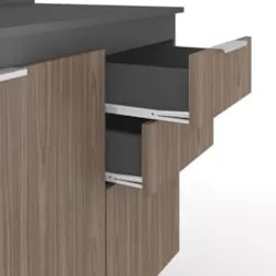 Armário de Cozinha Com Tampo CP10 180cm Pérola Grafite/Freijó Z34 - Mp