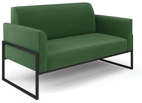 Sofá Namoradeira Base Industrial Alta Preto Marisa Suede D03 - D'Rossi - Verde
