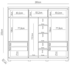Guarda Roupa Casal 6 Portas 4 Gavetas 260cm Gaia Z17 Freijó/Off White