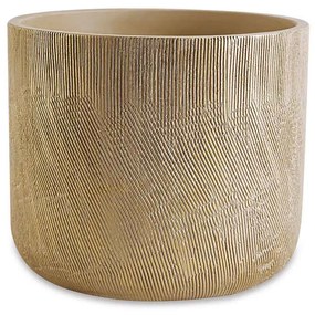 Cachepot em Cimento Nude e Dourado - 21x20cm