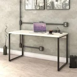 Kit 2 Mesas de Escritório Office 135cm Estilo Industrial Prisma C08 Sn
