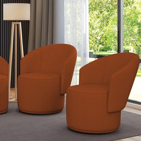 Poltrona Decorativa Orgânica Fixa para Sala Kit 2 Malu Bouclê M11 - D'Rossi - Terra