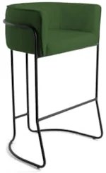 Banqueta Decorativa Base Aço Preto Betina A-89 Sintético Verde - Domi