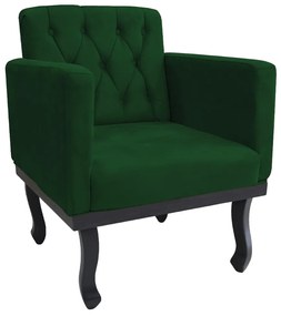 Poltrona Classic Pés Luís XV Suede Verde - ADJ Decor