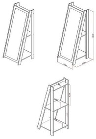 Espelho De Chão Com 2 Prateleiras Retrô 161cmx50cm - Branco