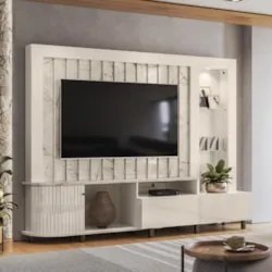 Estante Painel Para TV 70 Pol 242cm Le Gard Z10 Off/Calacata - Mpozena