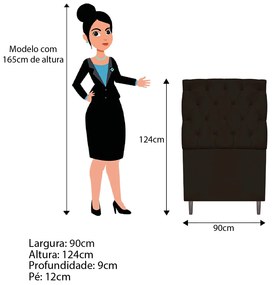 Cabeceira Estofada Liverpool 90 cm Solteiro Corano Marrom - ADJ Decor