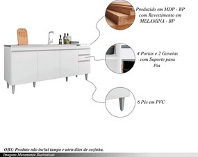 Balcão de Cozinha para Pia Apex MDP/BP Branco G96 - Gran Belo