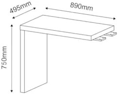 Mesa de Apoio Lateral 89cm com Tamburato 50mm Preto - Artany