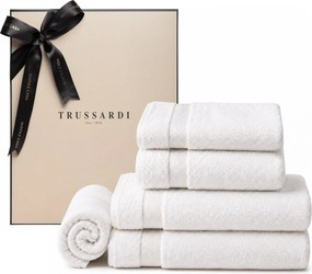 Jogo de Toalha 5 pçs Trussardi 100% Algodão Lussure c/ Caixa de Presente  Branco