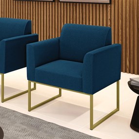 Poltrona Sala de Estar Industrial Dourado Marisa Bouclê D03 - D'Rossi - Azul