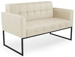 Sofá Namoradeira e 2 Poltronas Base Industrial Preto Ana Sintético Beg