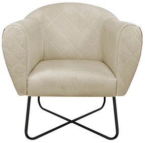 Poltrona Grazi Base X Preta Sintético Nozes Linho - ADJ Decor