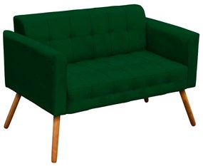 Poltrona Namoradeira Decorativa Pés Palito Karen Suede Verde G19 - Gran Belo