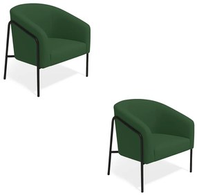Poltrona Sala Industrial Alta Preto Kit 2 Stella Veludo D03 - D'Rossi - Verde