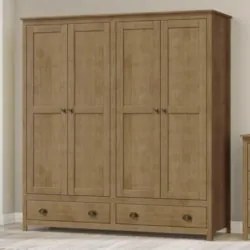 Guarda Roupa Casal 176cm 4 Portas 2 Gavetas Lázio Freijó F07 - Mpozena