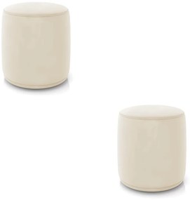 Puff Redondo Orgânico para Sala Kit 2 Malu Veludo M11 - D'Rossi - Bege
