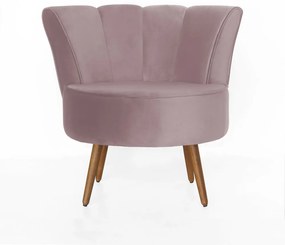 Poltrona Pérola Decorativa Pés Palito Veludo Crepe