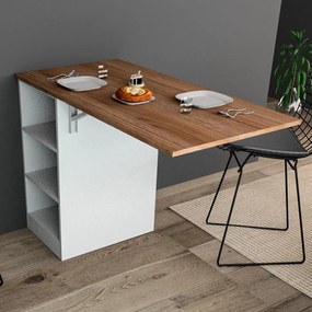 Bancada Gourmet Balcão Para Cozinha 1 Porta 3 Prateleiras Branco/Castanho
